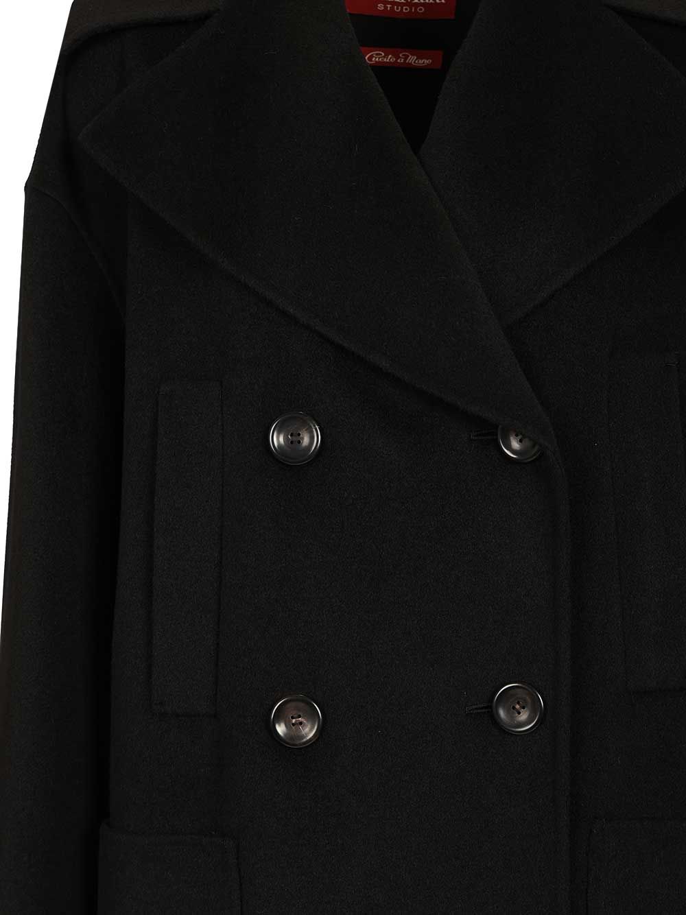 Max Mara Studio Mstarca Wool-Cashmere Double Breasted Caban Coats - Nero | fdb62bb8f9259eb801665744f73a592ae5e2849c