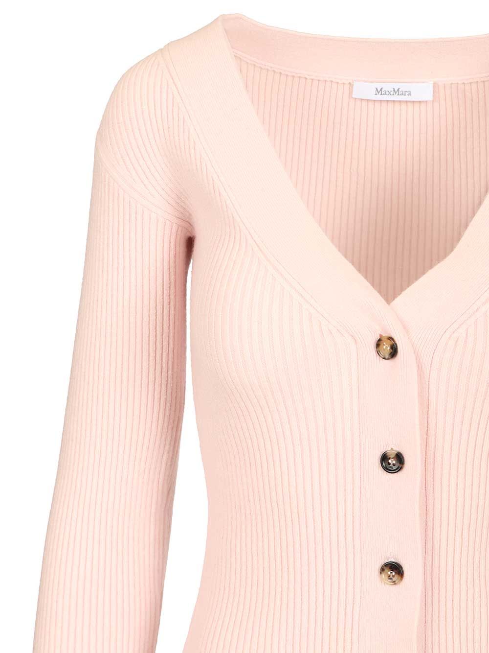 Max Mara Gioiosa Ribbed Cardigan Knitwear - Rose | 52efb9fbe854a002fe61fce92002b8a34e763ab2