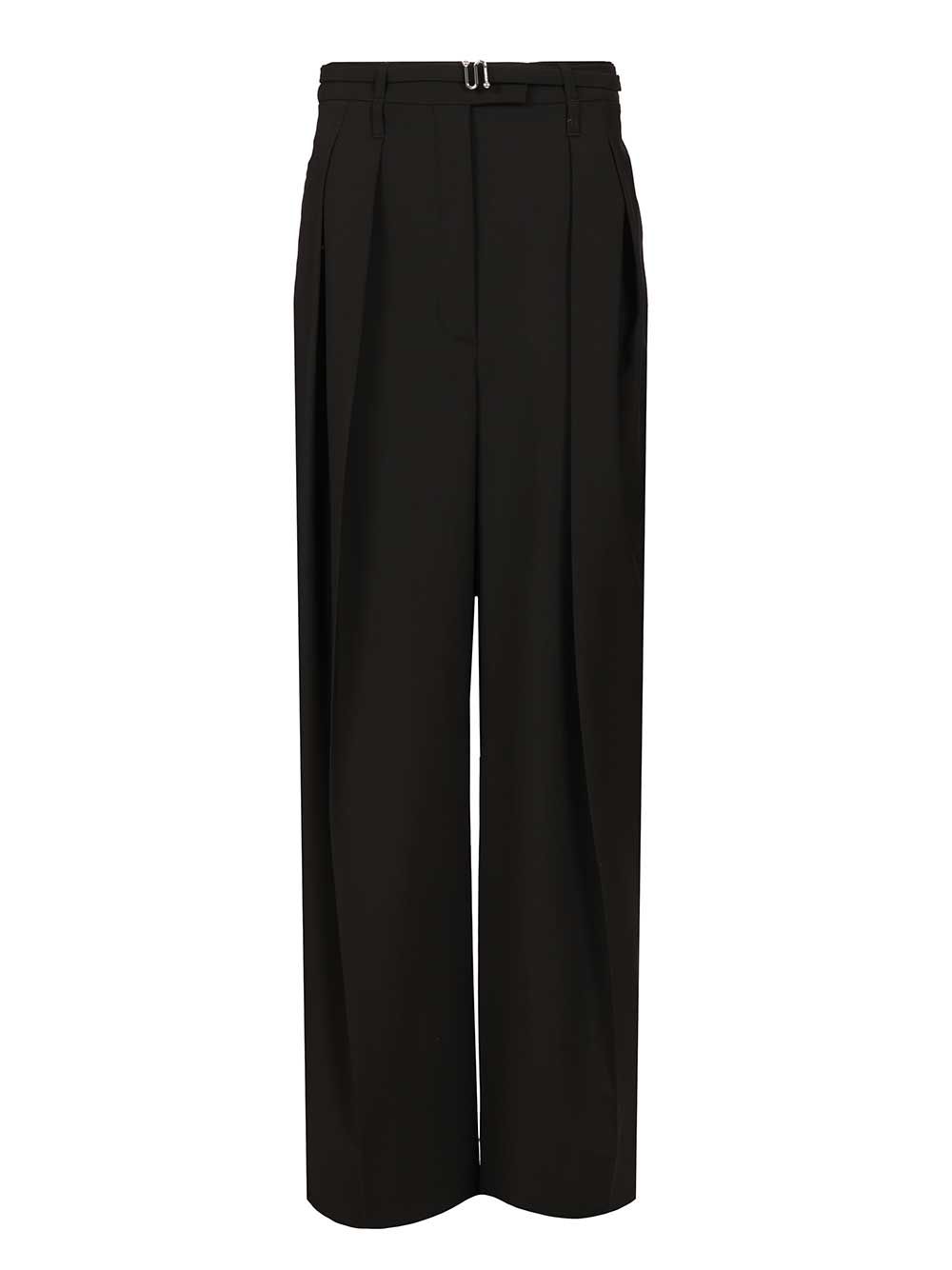 Sportmax Wide-Leg  In Stretch Wool Trousers - Nero | 081dd8534f86ff578739ac5c8f060889dab386bc