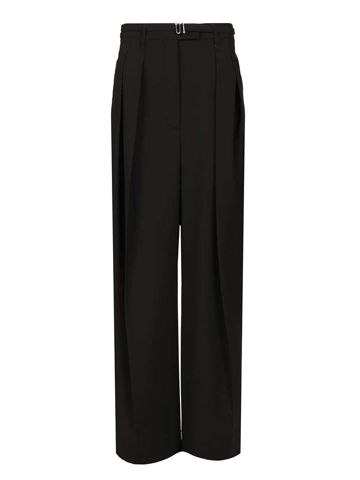 Sportmax Wide-Leg  In Stretch Wool Trousers - Nero | 081dd8534f86ff578739ac5c8f060889dab386bc