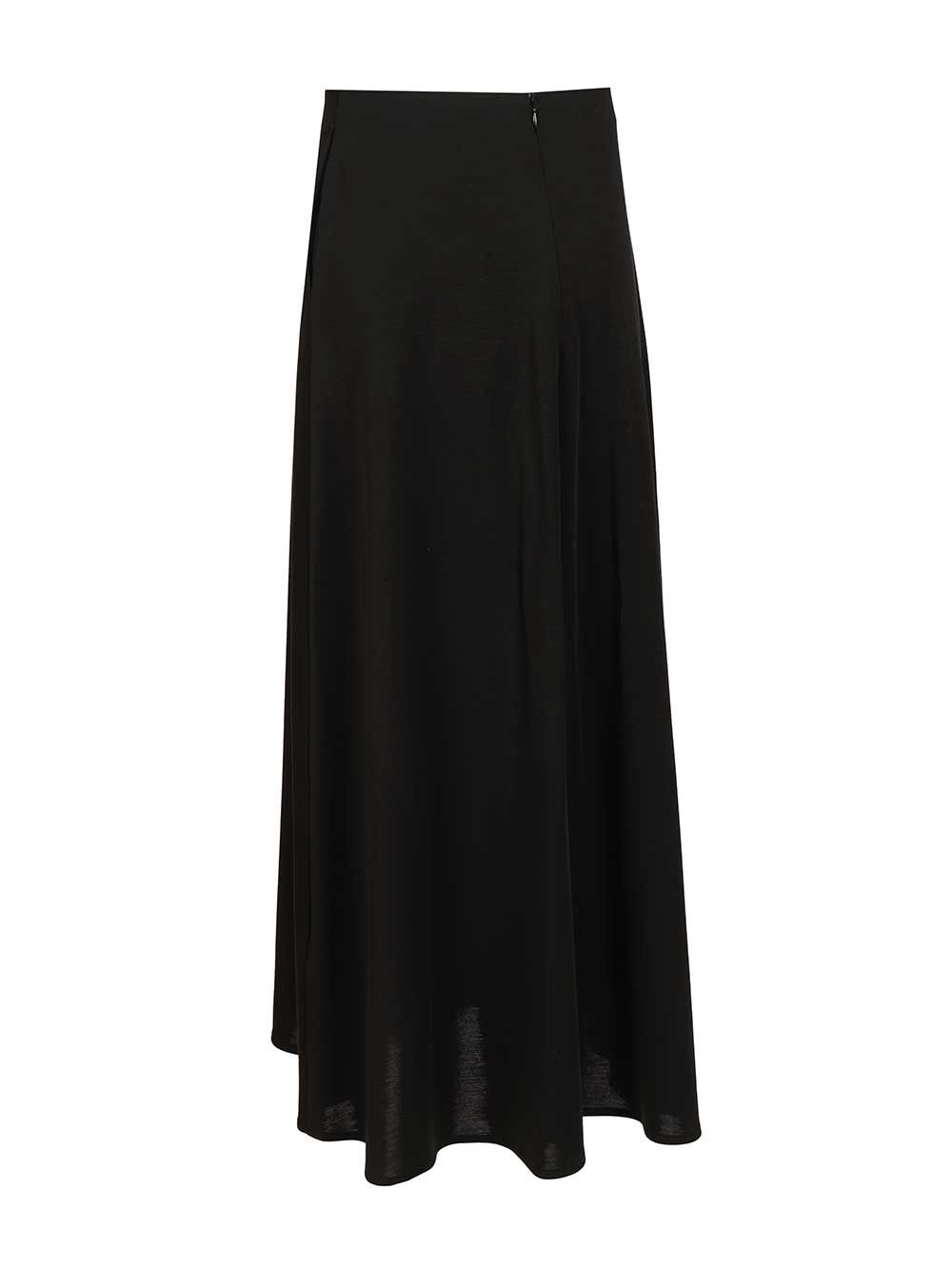 Max Mara Stilla Wool Interlock Long Skirt Gonne - Nero | 7bbf4ec597e29f4c78b8d94ec947584fa11d7437