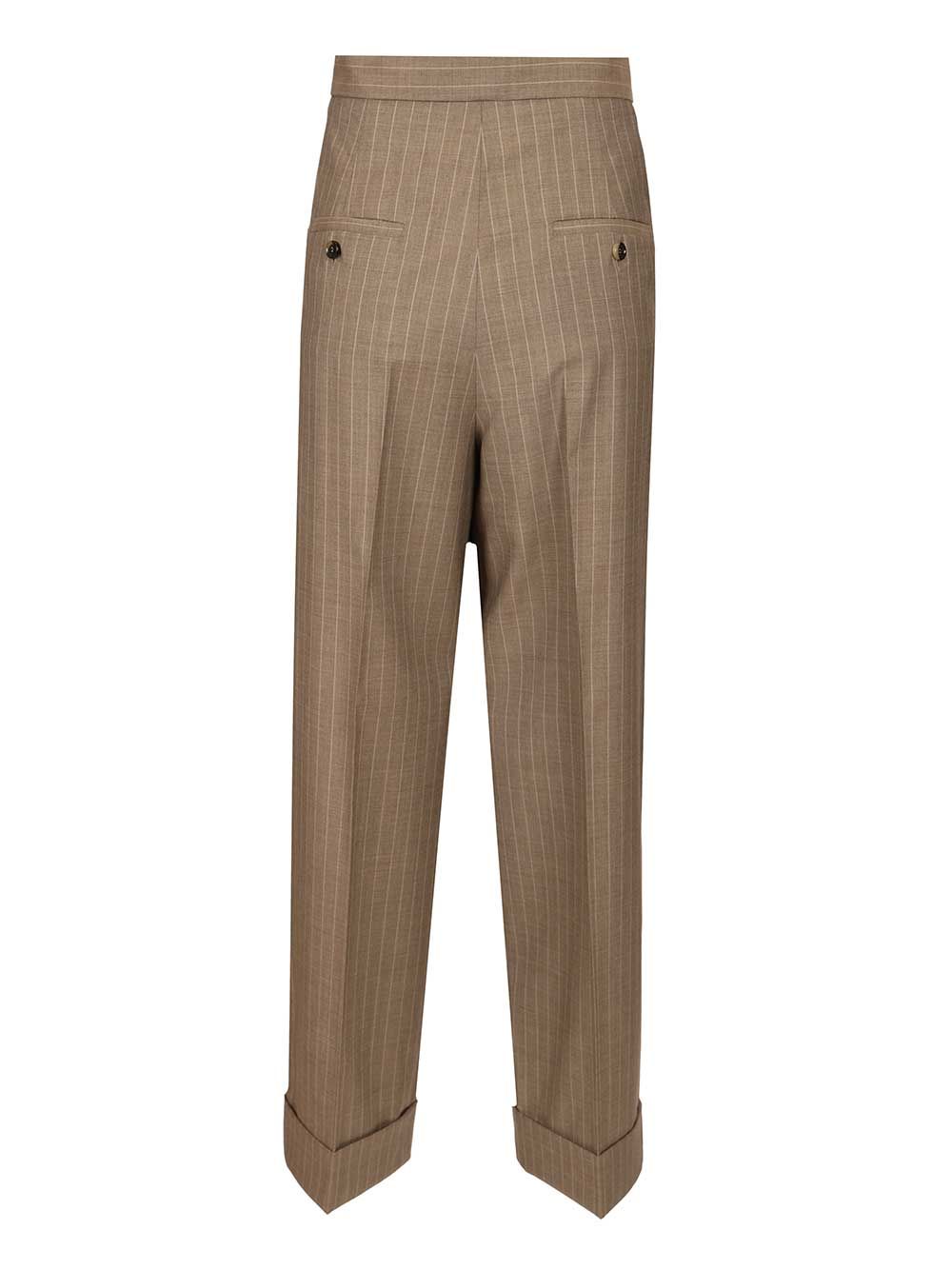 Max Mara Pinstriped Trousers - Marrone | 8490d643b4e3254f2eaa04ae7fc5802c78d2bc66
