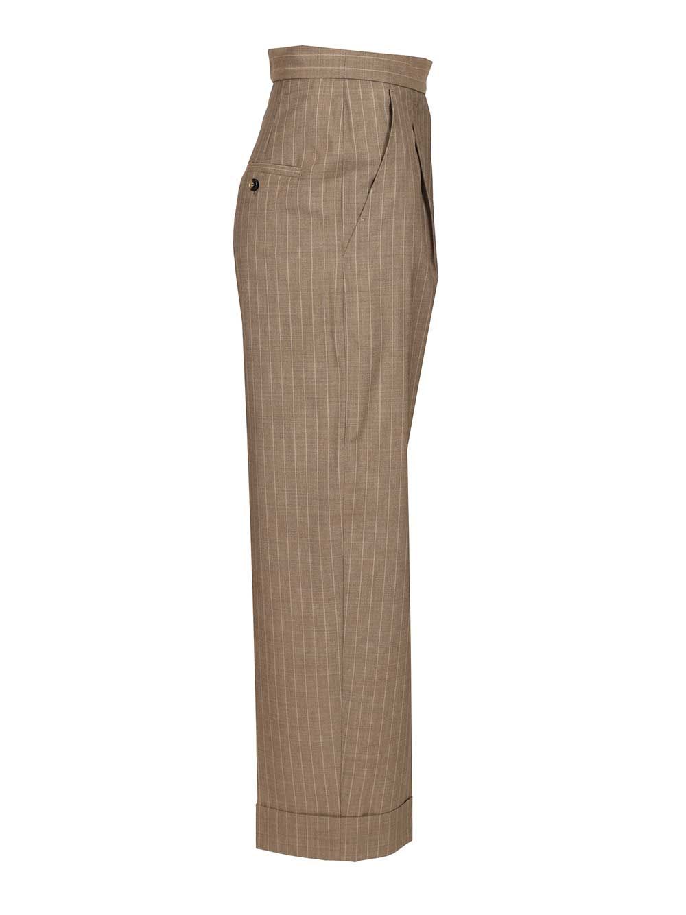 Max Mara Pinstriped Trousers - Marrone | cd8bf6292fe075a36ea9f5db9652a38e47166474