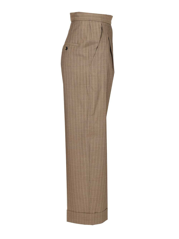 Max Mara Pinstriped Trousers - Marrone | cd8bf6292fe075a36ea9f5db9652a38e47166474