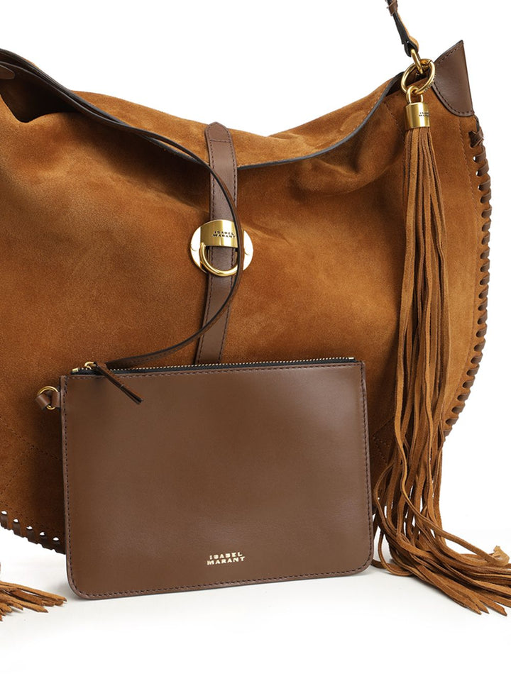 Isabel Marant Oskan Soft Folk-Gz Shoulder Bags - Marrone | 7ea9371fa7b2b8e55664985739934bfdbd42abf9