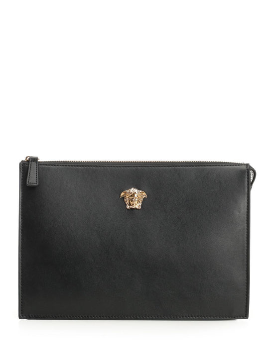 Pouch With Leather Gusset Small Leather Goods Nero