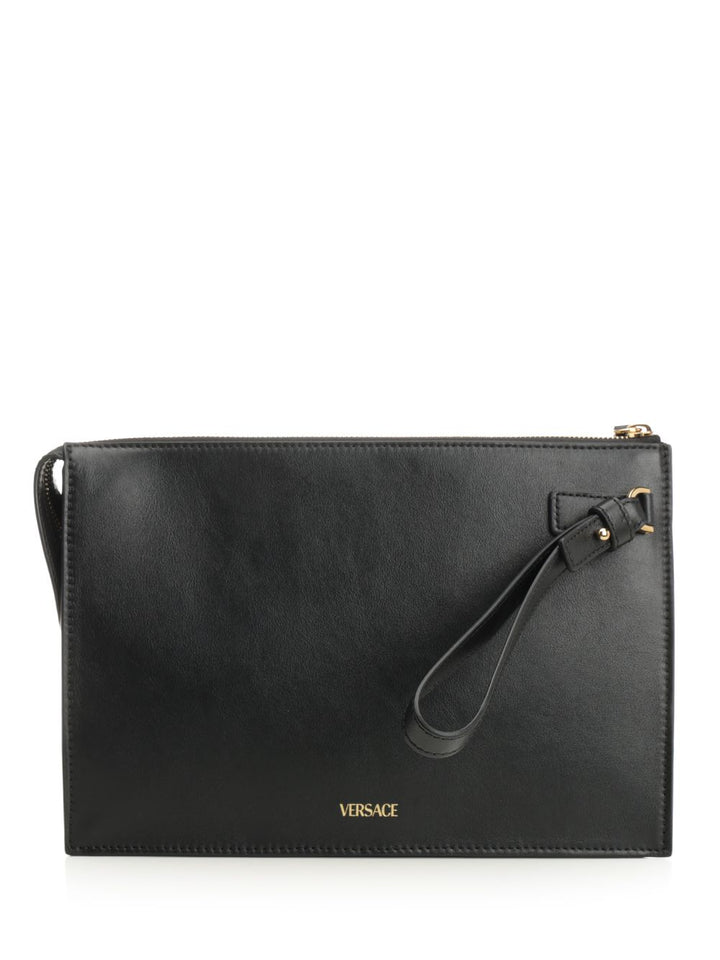 Versace Pouch With Leather Gusset Small leather goods - Nero | 1302e7e0522fb55e791814934bd2547e1adab52c