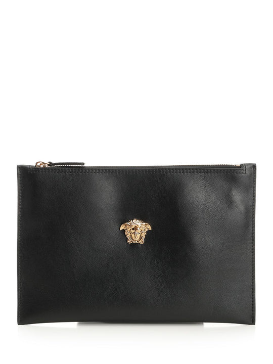 Slim Leather Pouch Small Leather Goods Nero