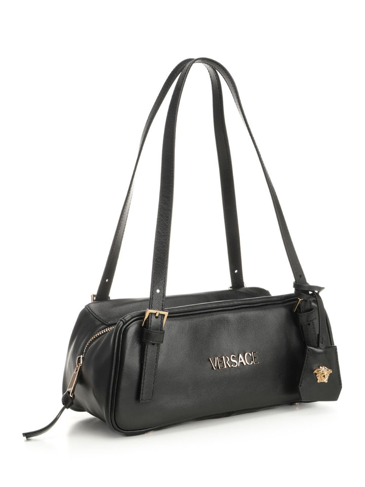 Versace Versace Tag Bowling Bag In Nappa Leather Shoulder Bags - Nero | b9e122b025eb3460aad7d9a3f7fe7fcdd24d6ddf