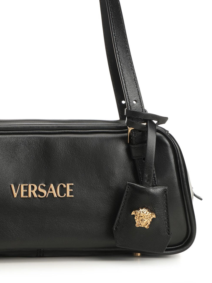 Versace Versace Tag Bowling Bag In Nappa Leather Shoulder Bags - Nero | 87179c8e58262b5e34666594a545c03b226c6389