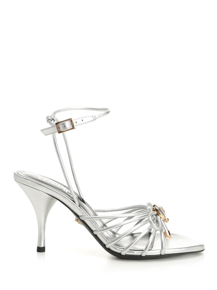 Versace Silver Leather Sandal Sandali - Silver | 7c55cacf31952be106f2781ad1d8ba9912580246