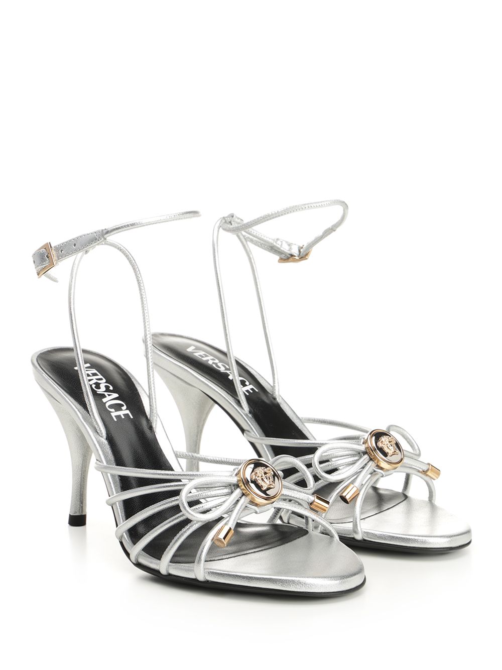 Versace Sandal T.85 Lamb Leather Sandali - Silver | df02a7e83cb0e6d246e01ab3cc784878dab81951