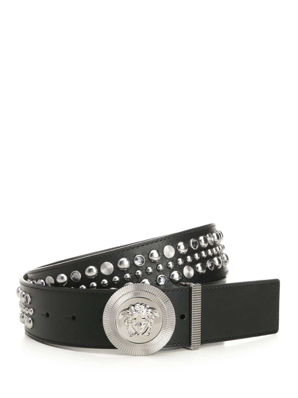 Versace Belt H.40 Lamb Leather  With Studs Cinture - Nero | 50f8ca69dfd00e110f9f55ae947ebc9eab9916a9