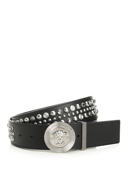 Belt H.40 Lamb Leather With Studs Cinture Nero