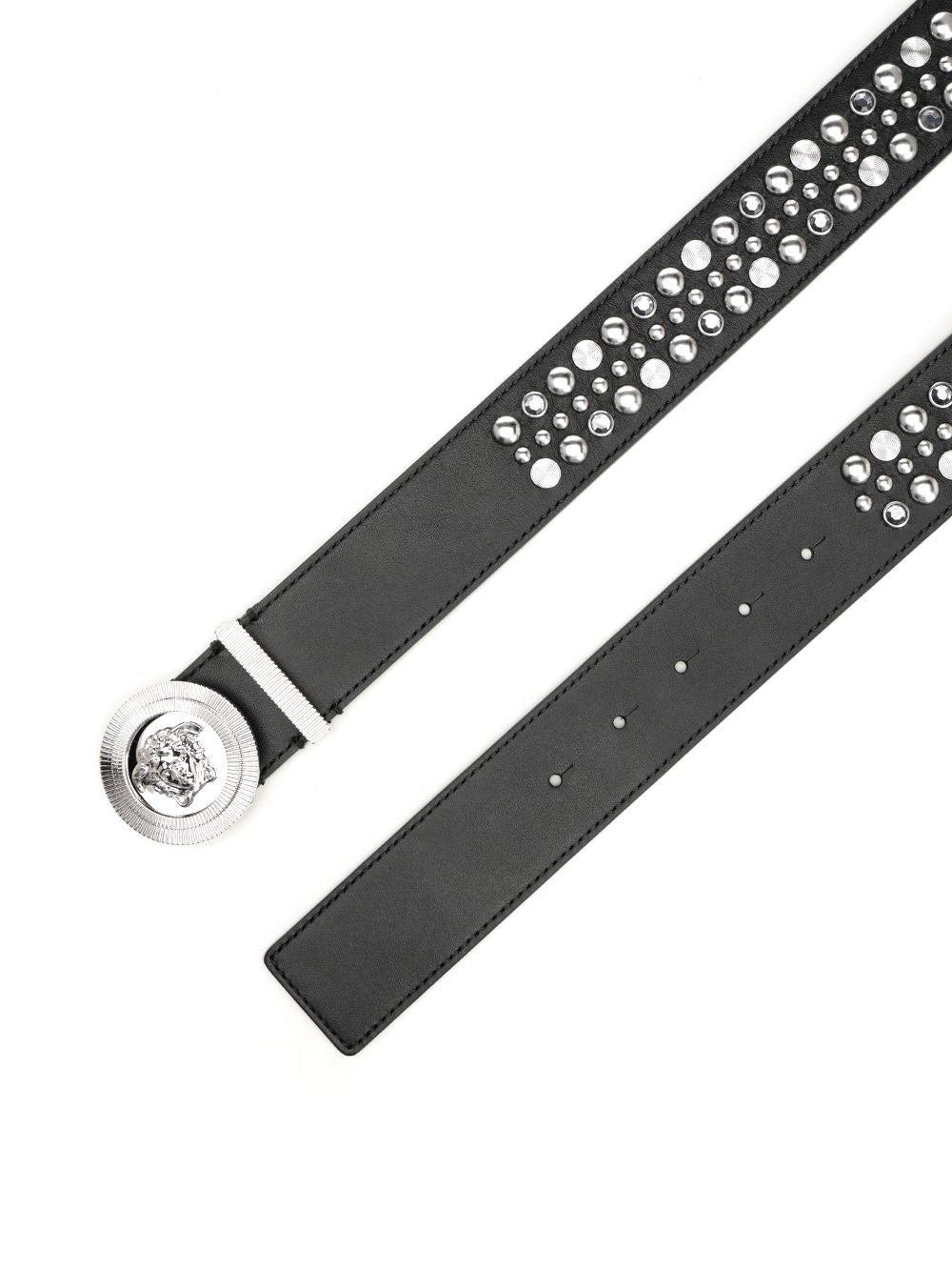 Versace Belt H.40 Lamb Leather  With Studs Cinture - Nero | 1152651a3a76a4cd285f6ffb7b7b746a0587d6fa
