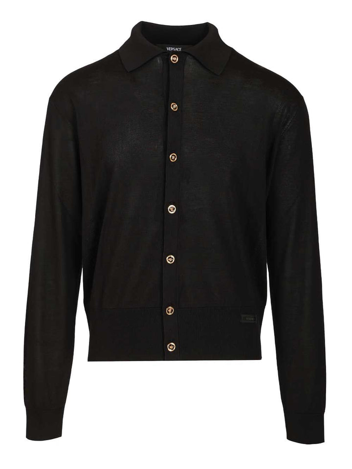 Versace Cotton And Silk Cardigan Shirts - Nero | 6feb33543a465a8116e09f3411dec99fcd87d2a8