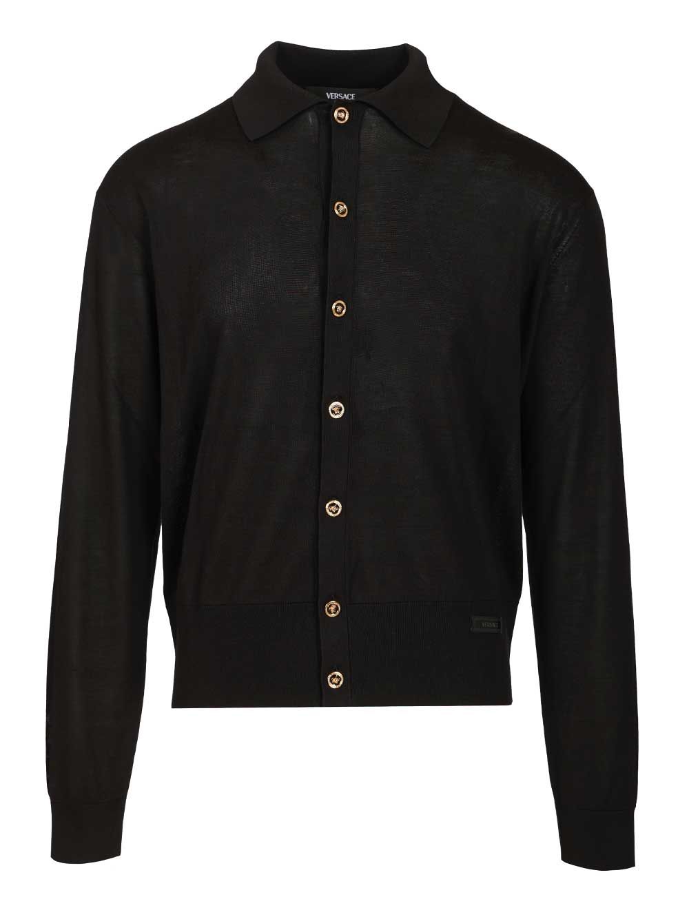 Versace Knit Sweater Silk Blend Essential Shirts - Nero | 6feb33543a465a8116e09f3411dec99fcd87d2a8