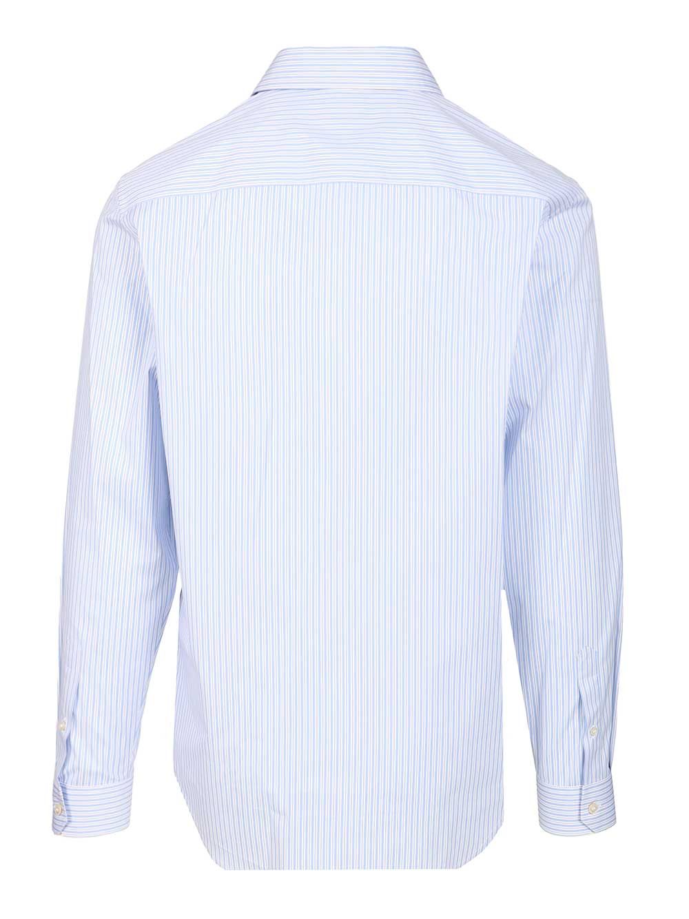 Versace Informal Shirt Striped Poplin + Medusa Embroidery Shirts - Light blue | a7091fb5fc74125a8fc9871a39f0c5c5d2ebcc97