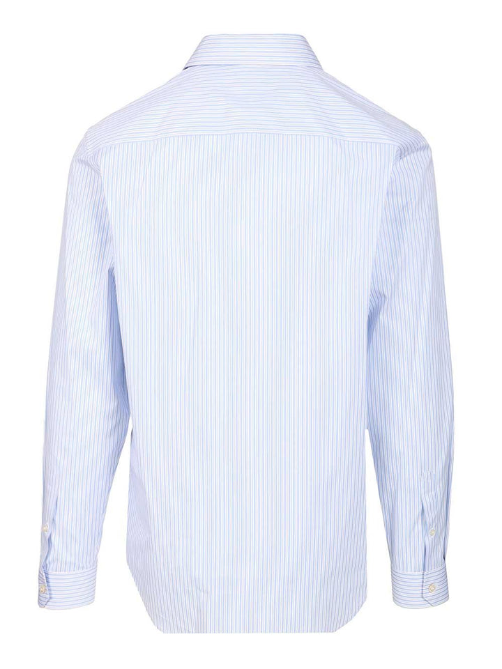 Versace Informal Shirt Striped Poplin + Medusa Embroidery Shirts - Light blue | a7091fb5fc74125a8fc9871a39f0c5c5d2ebcc97
