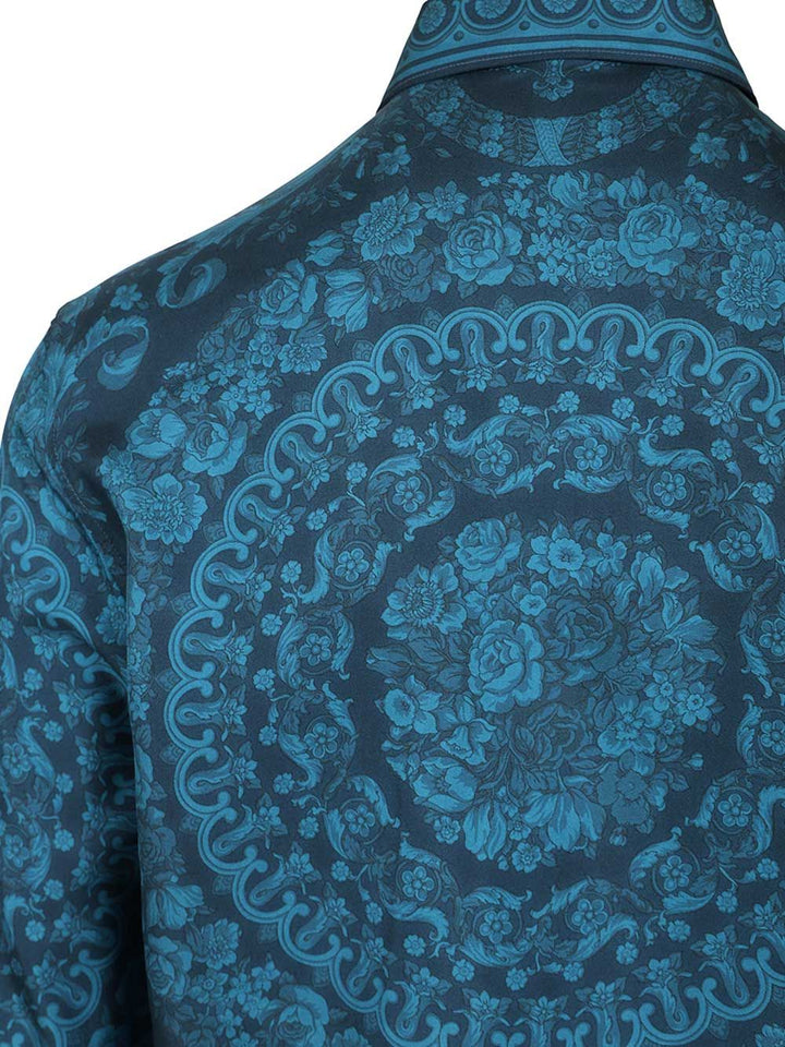 Versace Informal Shirt Silk Twill Fabric  Barocco 92 Print Shirts - Blu | fe8d099f0b9626b0a8145de8b8be3ca26e076a75