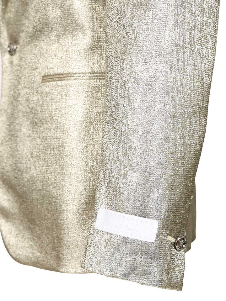 Versace Lurex Evening Blazer Giacche - Silver | 56955aef2a0681d6ab033cc68e7617e63b458ee0