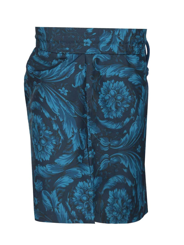 Versace Swim Boxer Nylon Golfo Recycled Fabric All Over Baroque Print Swimwear - Blu | 37ccb5c960e6464a2c6d9fd4f578c947cd3aa425