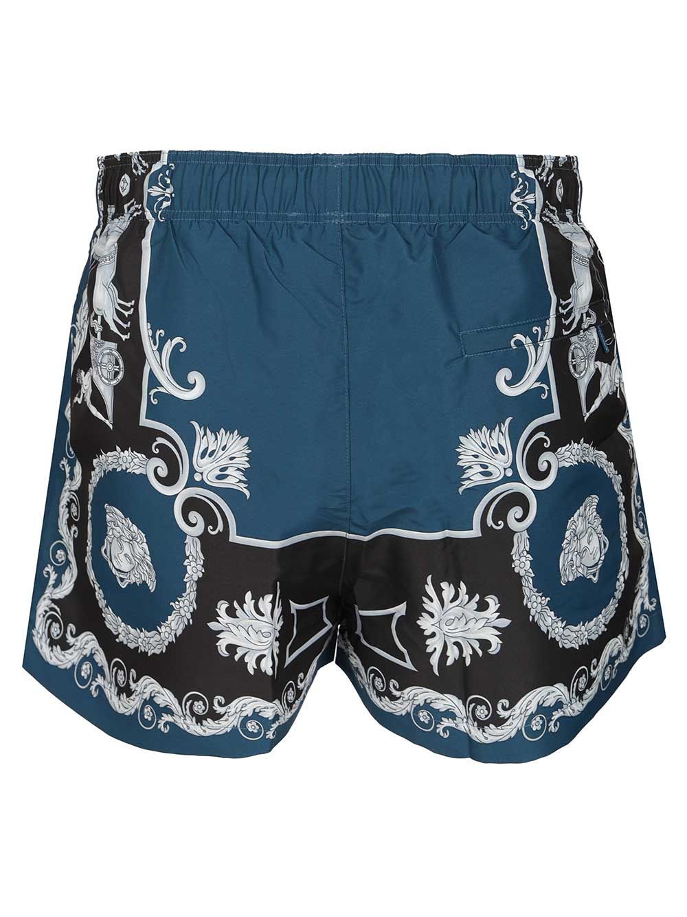 Versace Baroque Swim Shorts Swimwear - Blu | 63eb95dbc2bd2f85e5b79e432ff91900a74effd4