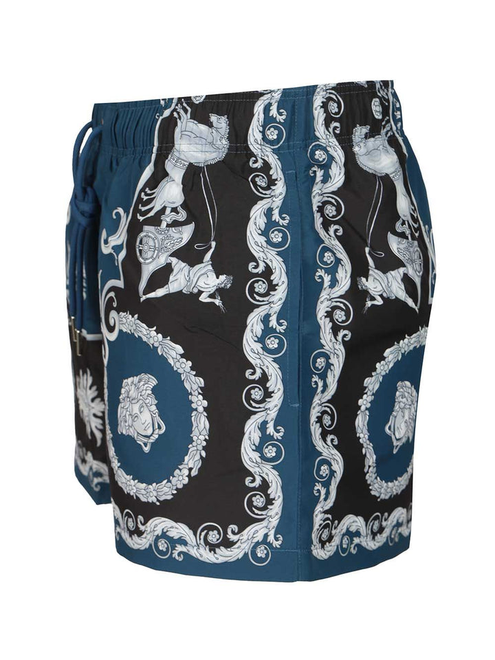 Versace Baroque Swim Shorts Swimwear - Blu | 45704d3dea87261fd770dcc62fb40c99478e7ca5