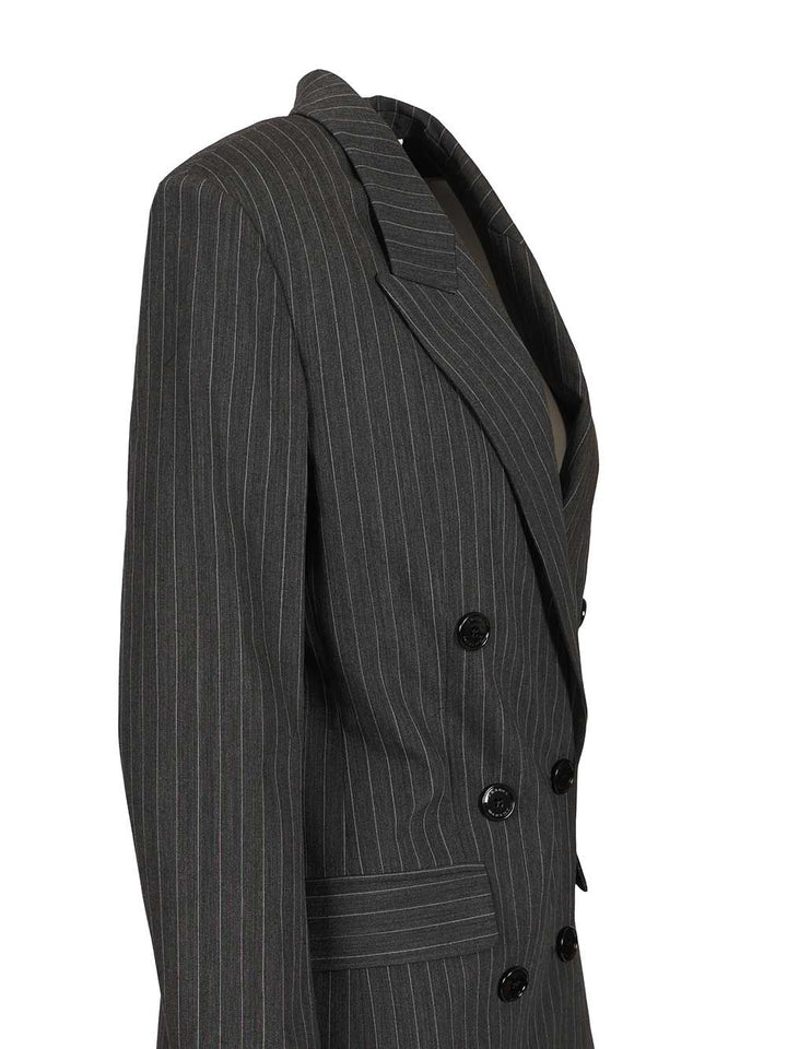 Isabel Marant Double-Breasted Pinstriped Blazer Giacche - Grey | 3a0b678847f2a2453a51b92c9b3c1b0b95464534