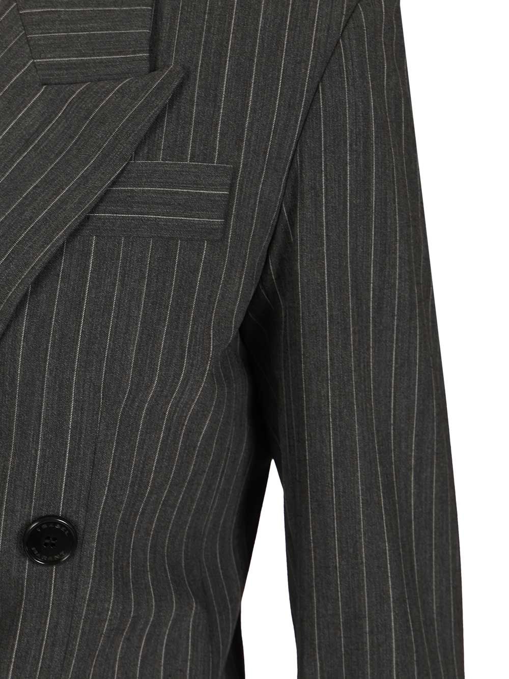 Isabel Marant Double-Breasted Pinstriped Blazer Giacche - Grey | 3f772d5bb3bca5c27c4e2d089f9f8ec0b9d0dd24