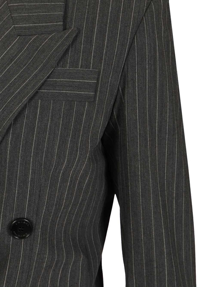 Isabel Marant Double-Breasted Pinstriped Blazer Giacche - Grey | 3f772d5bb3bca5c27c4e2d089f9f8ec0b9d0dd24