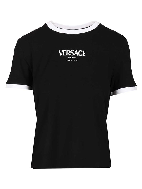 Versace Logo Responsible Viscose Stretch Jersey T-Shirt Nero