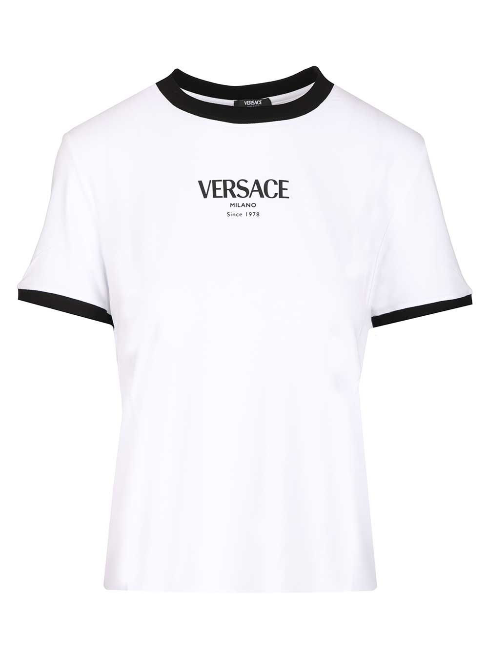 Versace Stretch Jersey T-Shirt - Bianco | b2bff315e18583d4e391f67ef8db02242c6efc63