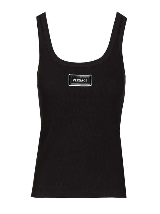 Ribbed Tank Top Top Nero