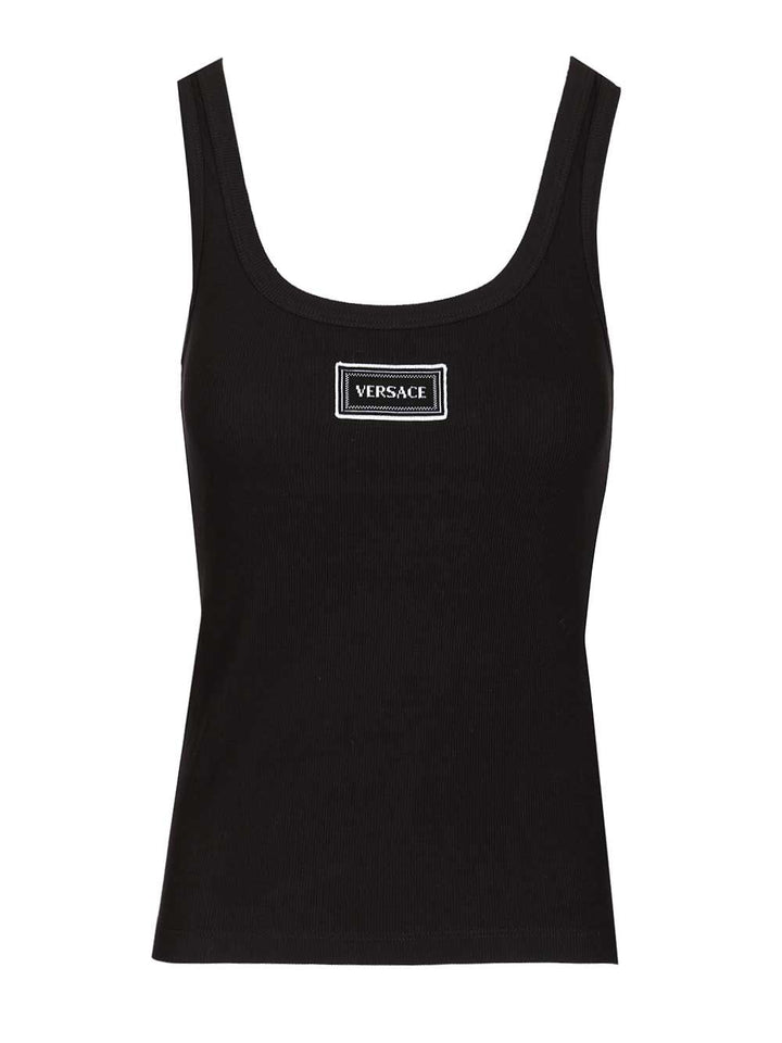 Versace Ribbed Tank Top Top - Nero | c0d20162b69438c50aa9096238a7746c6fa66783