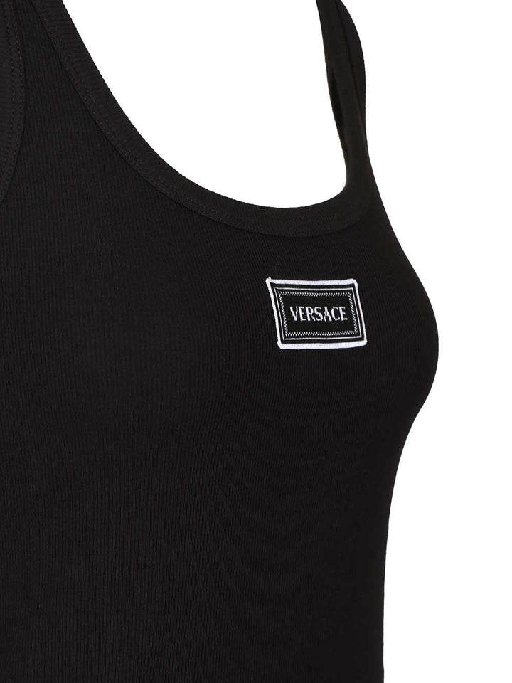 Versace Tank Top Gots Cotton Rib Stretch Top - Nero | 50fe955912083a4a3bdf52c12e221a2bfce0cd2f