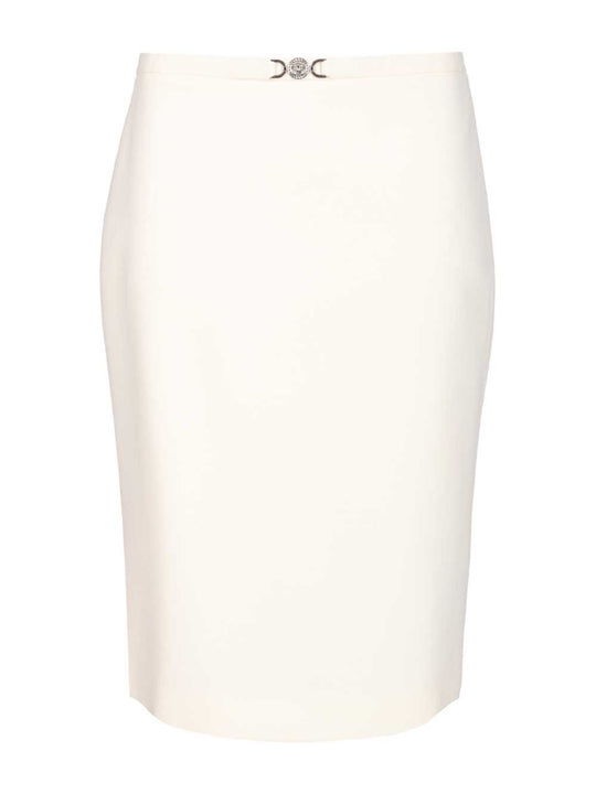 Skirt Responsible Light Weight Double Wool Crepe Gonne Bianco