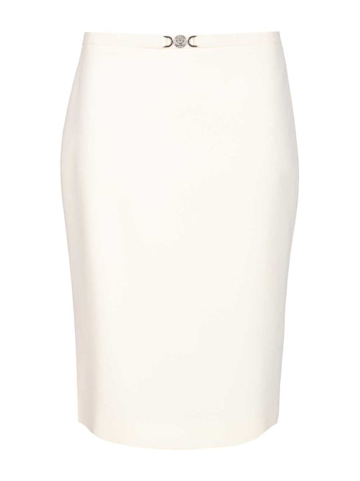 Versace Midi Skirt In Double Wool Crêpe Gonne - Bianco | 080115fe21285e58e4c3af98cba5414a5494fb01