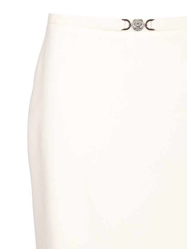 Versace Midi Skirt In Double Wool Crêpe Gonne - Bianco | baf9f0c58595110be84e4512cd256094deabe258