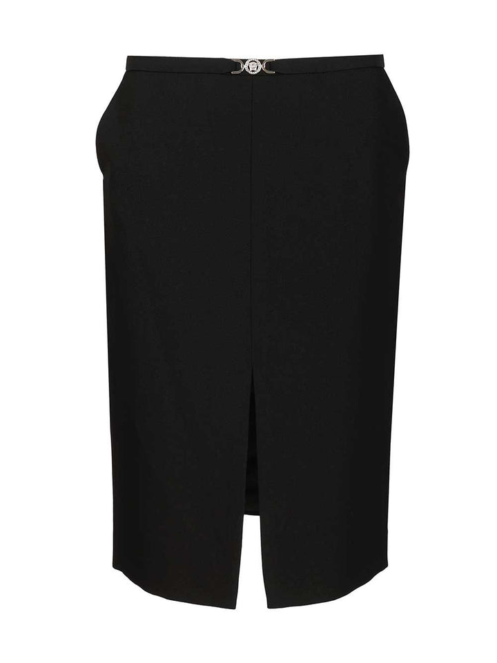 Versace Midi Skirt In Double Wool Crêpe Gonne - Nero | 4c757daa6127695187d9188ce67a20f068d45c69
