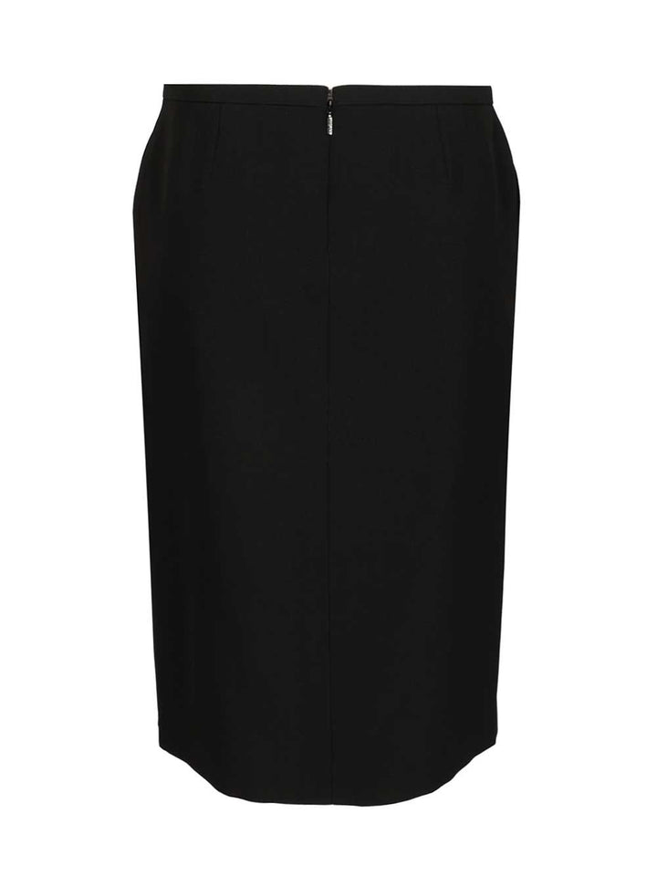 Versace Midi Skirt In Double Wool Crêpe Gonne - Nero | 04ff57fc69c031a89ab5a7e4d61492a192bf3037
