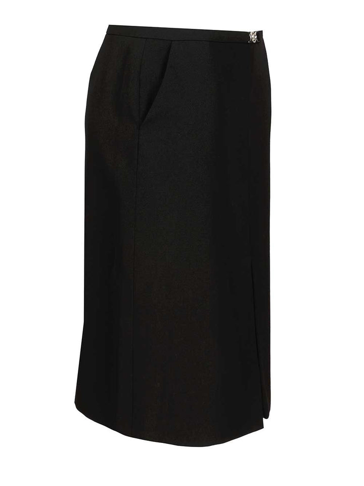 Versace Midi Skirt In Double Wool Crêpe Gonne - Nero | f07516cec82cfa245cf7d27afa26b91feffaacc9