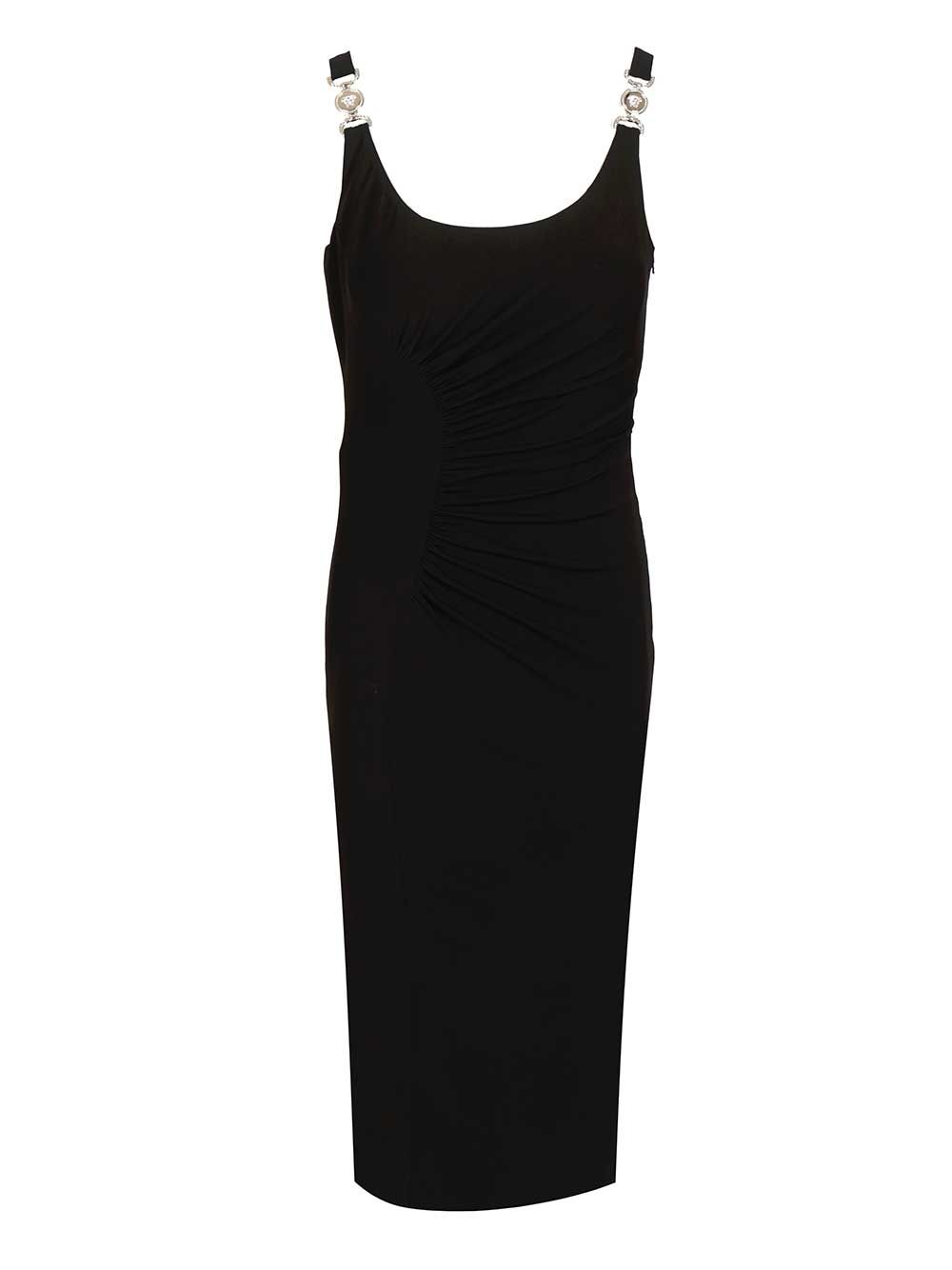 Versace Draped Sleeveless Midi Dress Abiti - Nero | f21399cdfc760b9ae8915d07c9437d2b9c527f56
