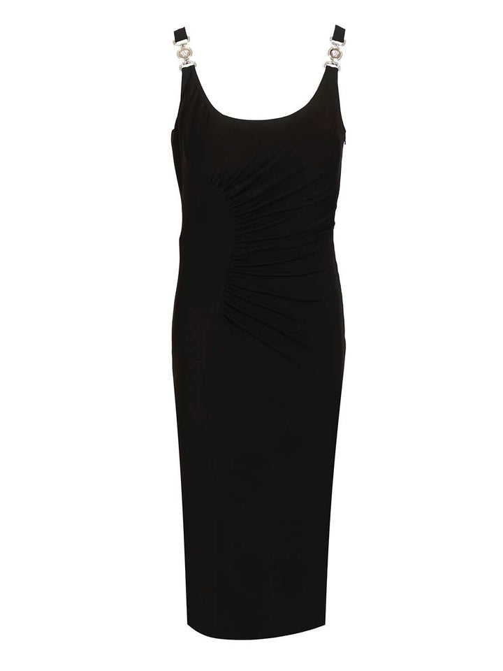 Versace Draped Sleeveless Midi Dress Abiti - Nero | f21399cdfc760b9ae8915d07c9437d2b9c527f56