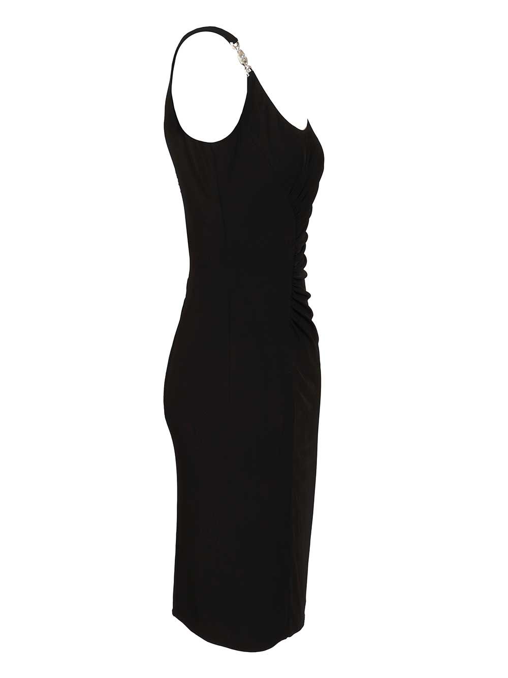 Versace Draped Sleeveless Midi Dress Abiti - Nero | 7f1af3ffc69b3a0101707db4d9738ad95ec060ca