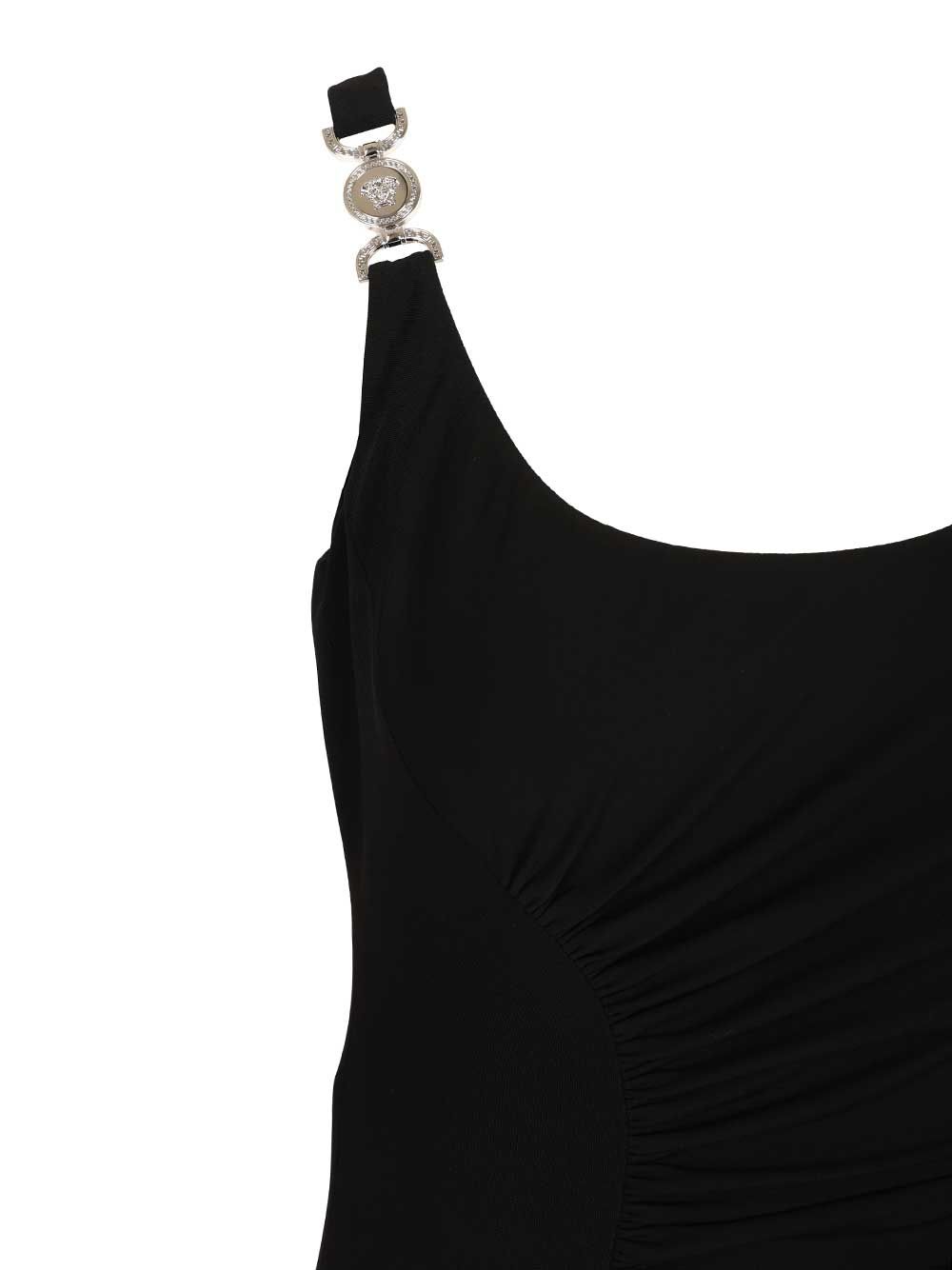 Versace Draped Sleeveless Midi Dress Abiti - Nero | c55ccf7144a5606a97159caf73a82da8b0d0d8d5