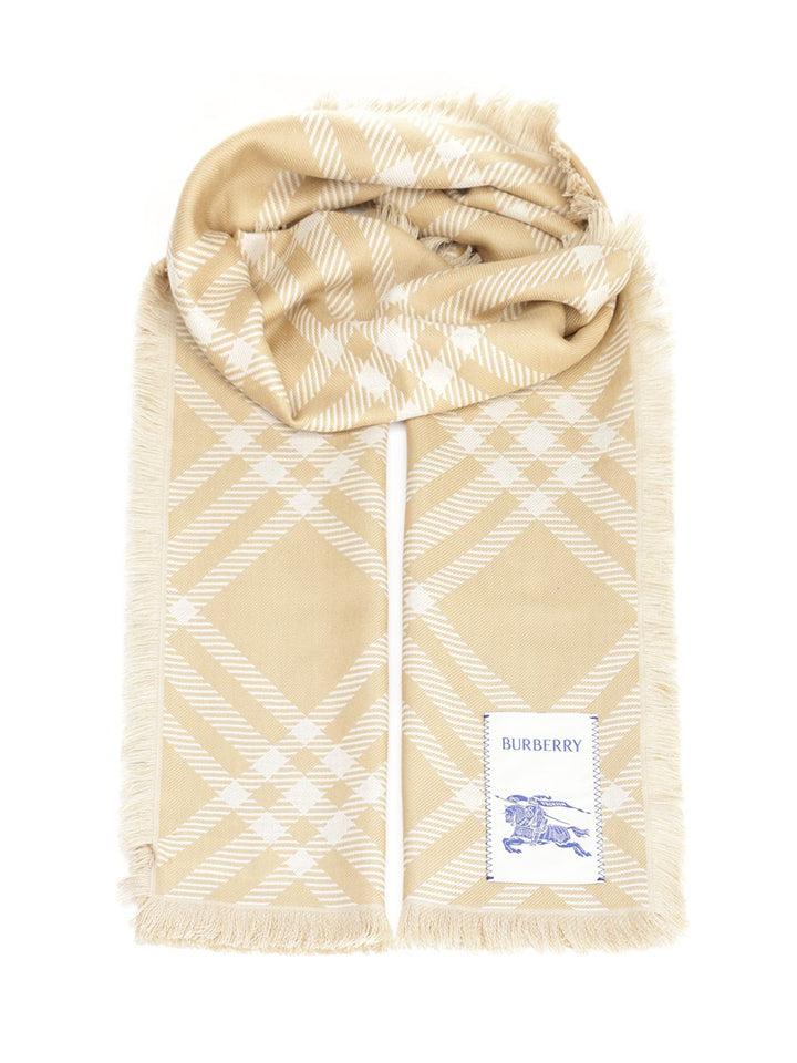 Burberry Wide Silk And Wool Scarf Scarves And Foulards - Beige | 21e58f4d7d4298b3b1f385567f05b3d69ec2bcd3