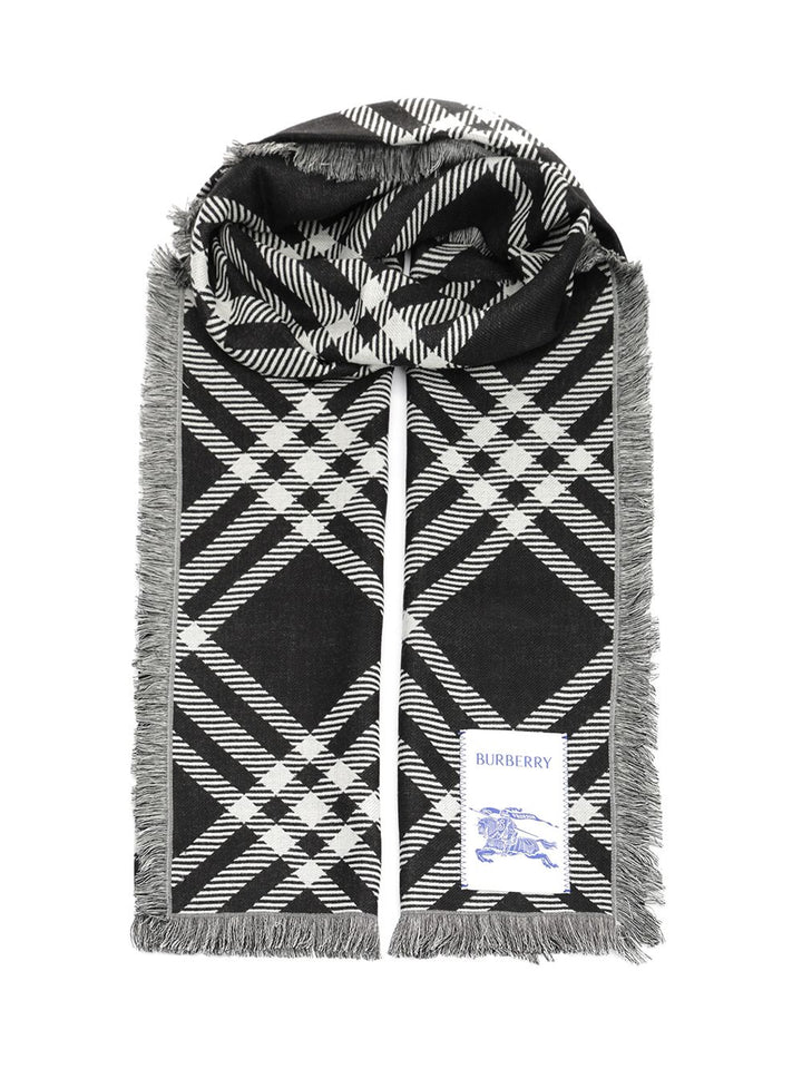 Burberry Wide Silk And Wool Scarf Scarves And Foulards - Nero | 0066e94b531656c97e6924f8c2441b3572b34c06