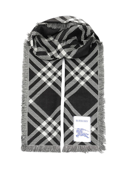 Wide Silk And Wool Scarf Scarves And Foulards Nero