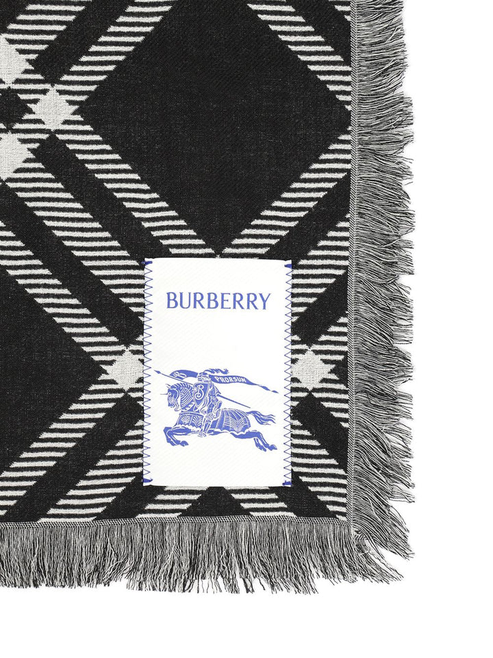 Burberry Wide Silk And Wool Scarf Scarves And Foulards - Nero | 23dbc1c500ed14ecc606cc6cdb8f9624c16a19ee